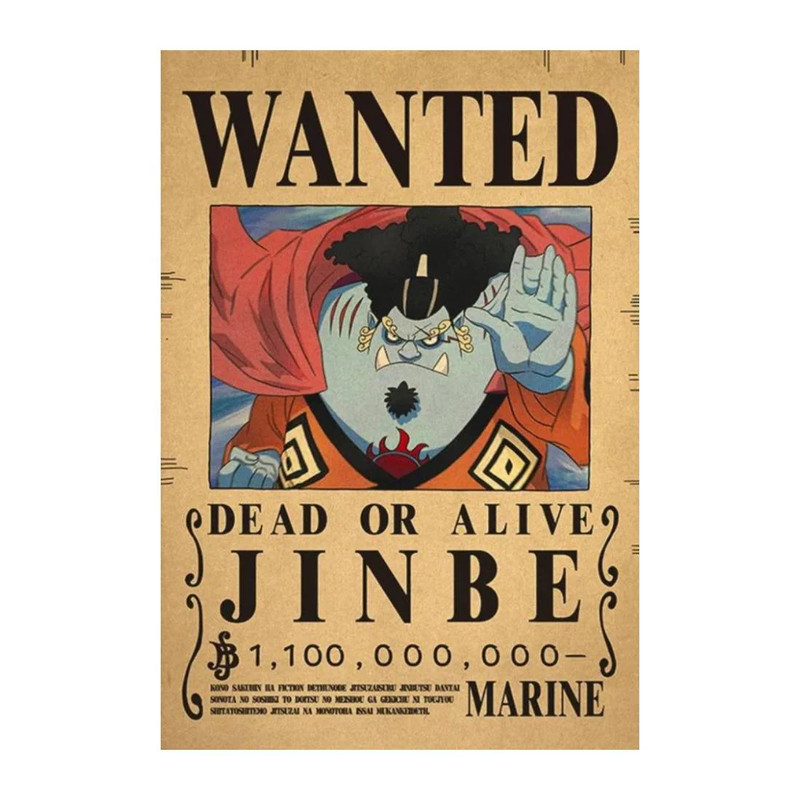 Framed Wanted Dead Or Alive Jinbe Paper Poster - (42X30CM) ملصق
